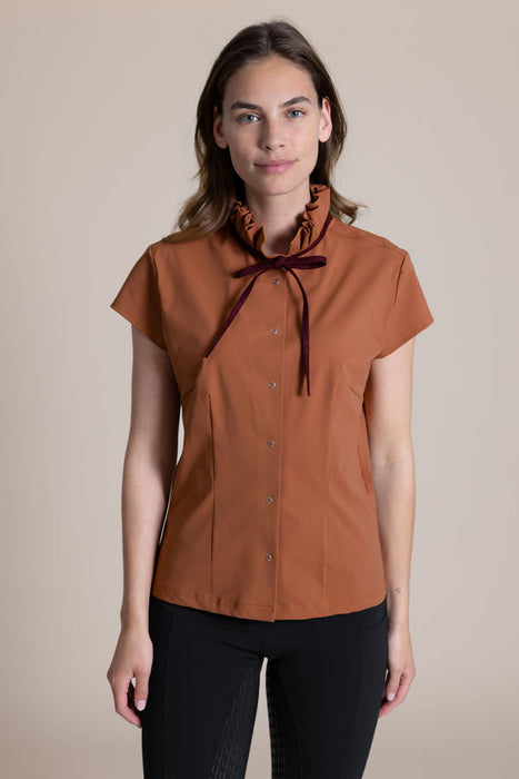Harpa Bluse mit Plisseefalten Yam & Bordeaux