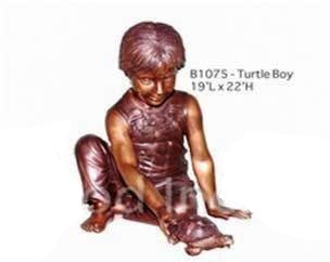 Bronze 'Boy Push Turtle Fountain' 50cm