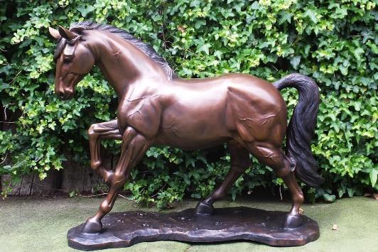 Bronze 'Standing 3 Legs Horse on Bronze Base' 75cm