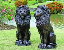 Bronze '2 Sitting Lions on Base' 85cm