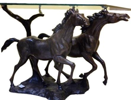 Bronze '2 Horse Table' 72cm (ohne Glas)